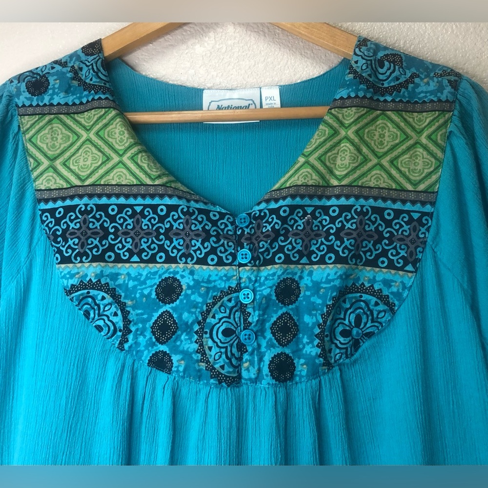 National dress cotton crinkle southwestern print boho PXL - Picture 4 of 10